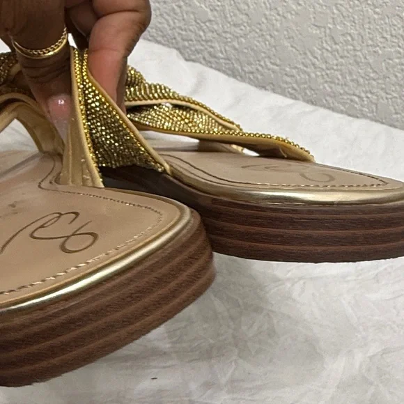 Sam Edelman knotted Gold Crystal Slide Sandals 9.5 issie - Picture 4 of 10